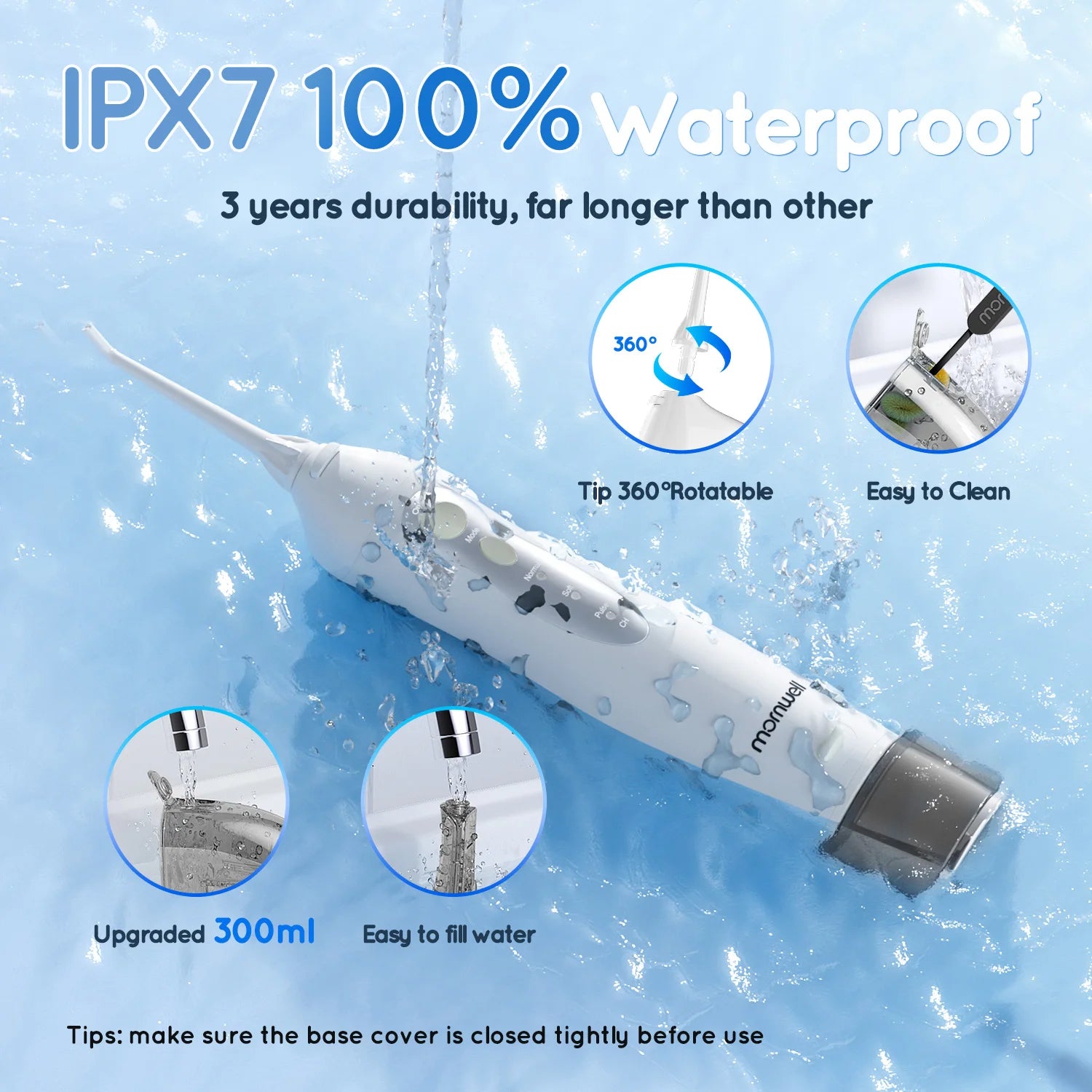 Portable Cordless Water Flosser Oral Irrigator Rechargeable Jet for Travel - 6