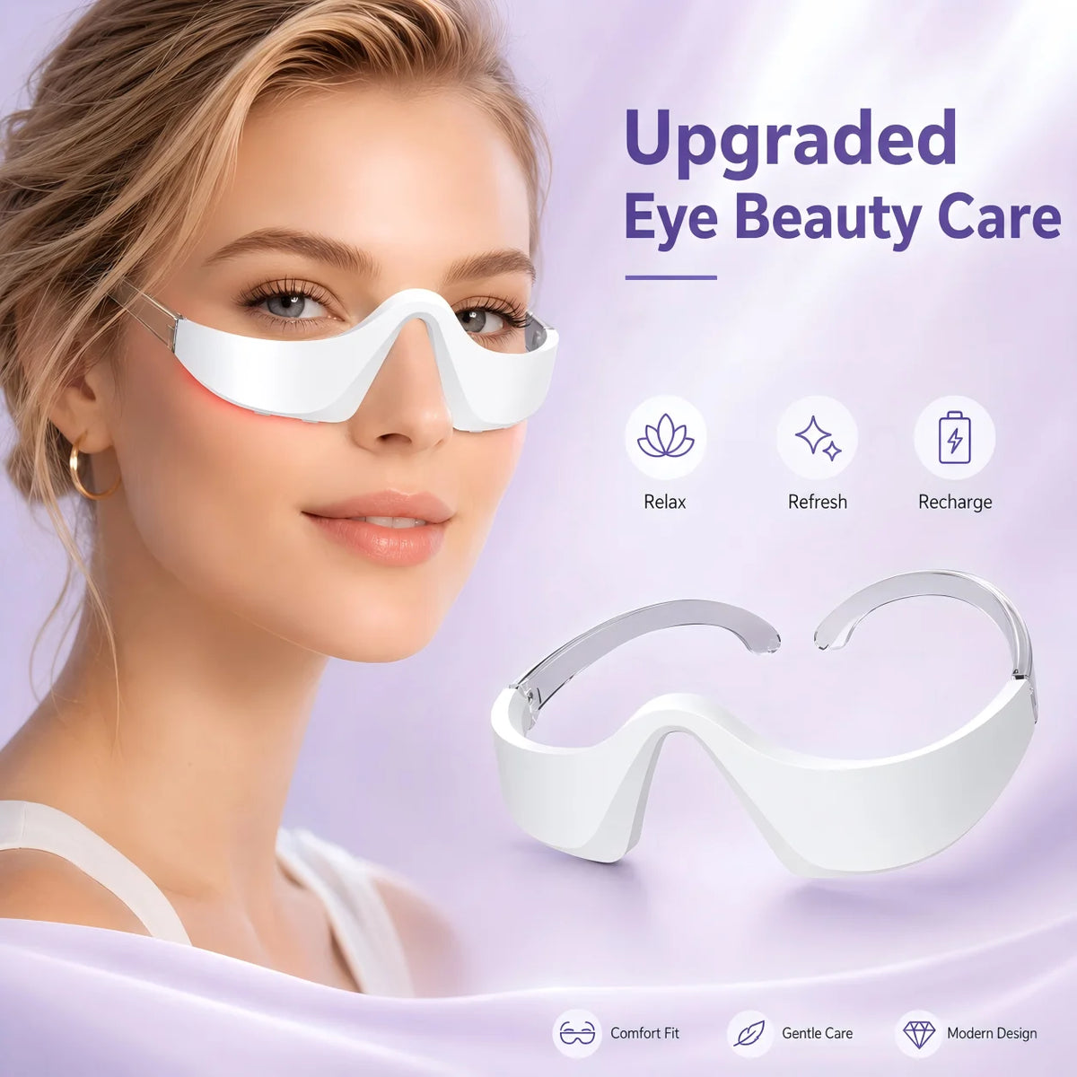 Red Light Eye Massager LED Beauty Device for Skin Firming and Puffiness Reduction