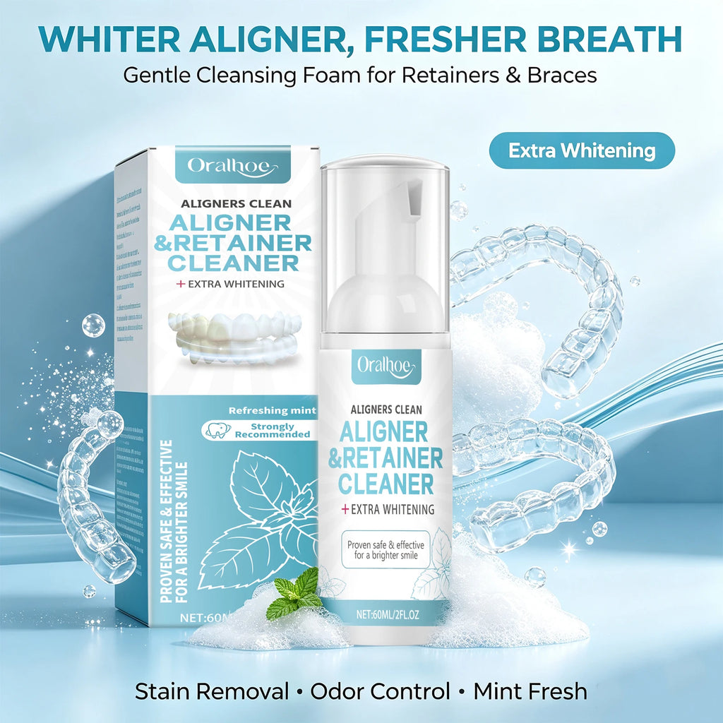Aligner and Retainer Cleaner Foam Mousse Whitening Agent for Daily Dental Appliance Care