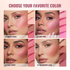 4 Color Blush Palette Matte Face Powder Makeup Set for Natural Cheek Glow
