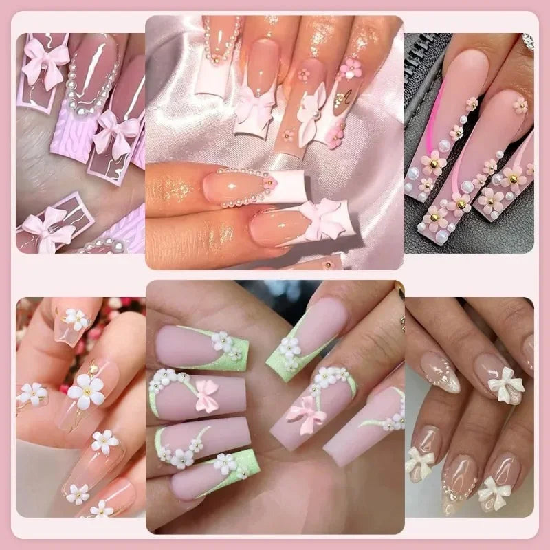 3D Nail Art Decorations Resin Charms Mixed Bowknot Pearl Beads for Manicure DIY Nail Design - 2