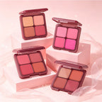 4 Color Blush Palette Matte Face Powder Makeup Set for Natural Cheek Glow