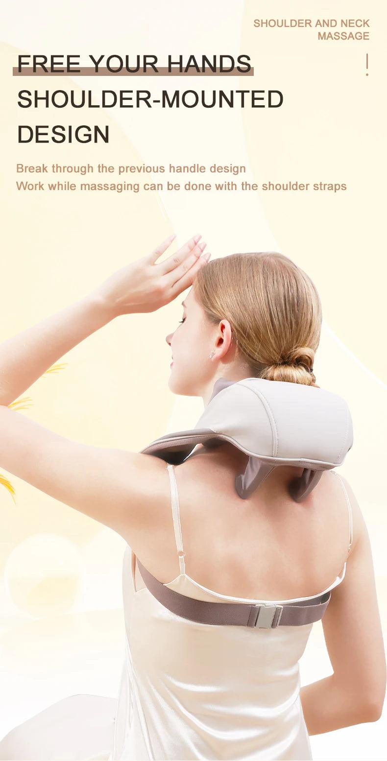 Wireless Neck Shoulder Massager Deep Tissue Kneading Pillow for Pain Relief and Home Relaxing
