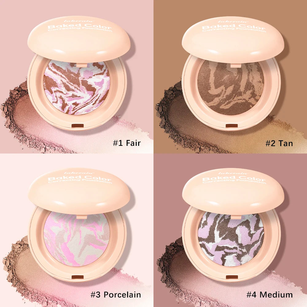 Baked Color Correcting Foundation Pressed Powder Palette for Flawless Makeup Finish