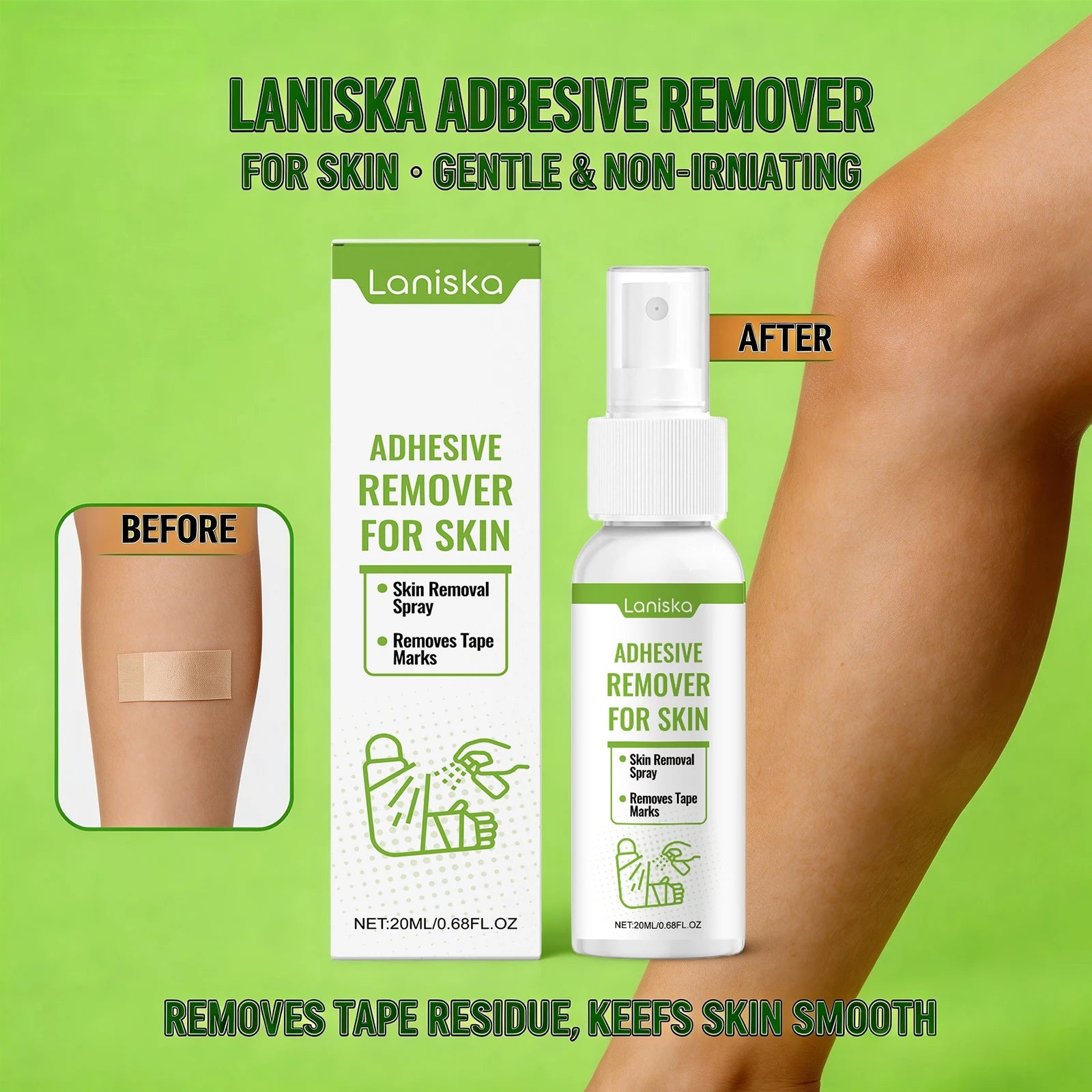 Adhesive Remover Spray Gentle Tape Residue Cleaner for Removing Medical Bandages - 2