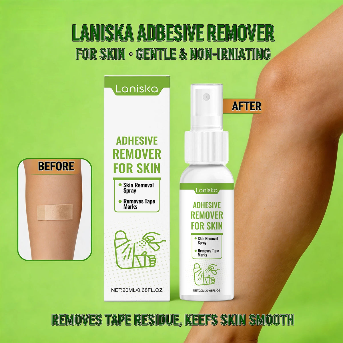 Adhesive Remover Spray Gentle Tape Residue Cleaner for Removing Medical Bandages