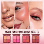 4 Color Blush Palette Matte Face Powder Makeup Set for Natural Cheek Glow