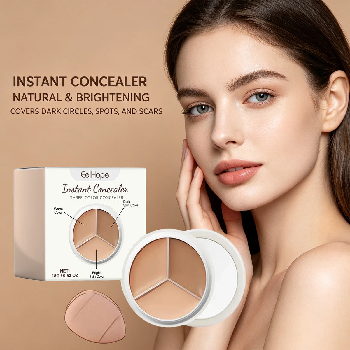 3 Color Cream Concealer Palette Face Makeup Corrector for Dark Circles Blemish Coverage