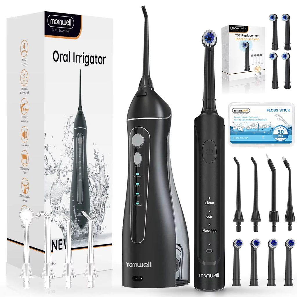 Electric Water Flosser and Toothbrush Set Oral Irrigator for Teeth Whitening Gum Care