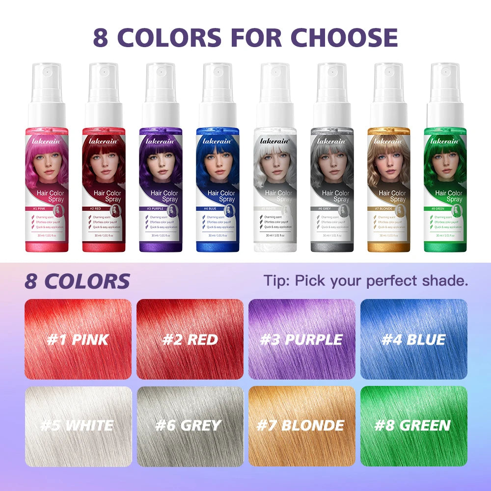 Temporary Hair Color Spray Washable Instant Hair Dye for Party Festivals and Temporary Style