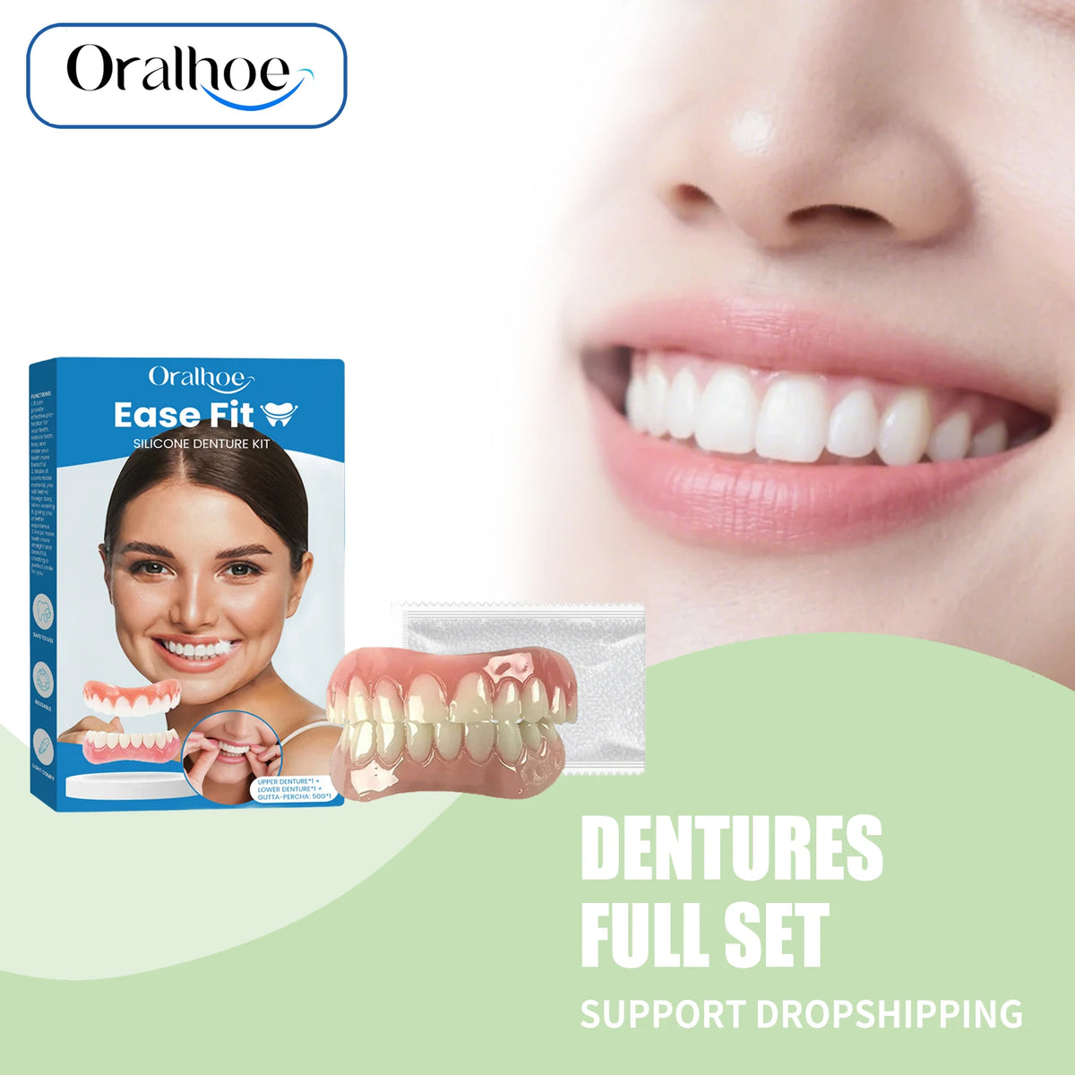 Full Denture Set Silicone False Teeth Cosmetic Veneers for Smile Improvement