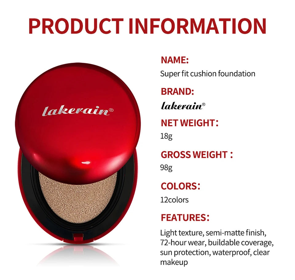 Air Cushion Foundation BB CC Cream Full Coverage Makeup for Flawless Matte Face Finish Daily Use
