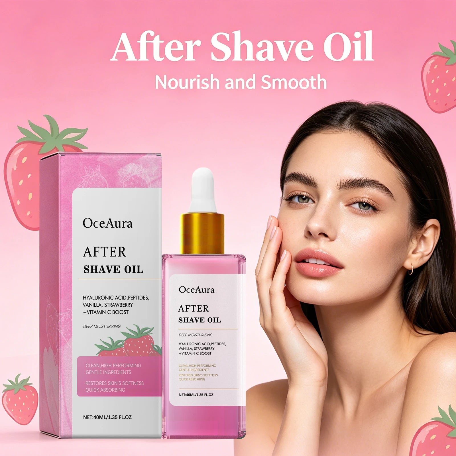 After Shave Oil Strawberry Scented Post Waxing Soothing Serum for Sensitive Skin Care - 4