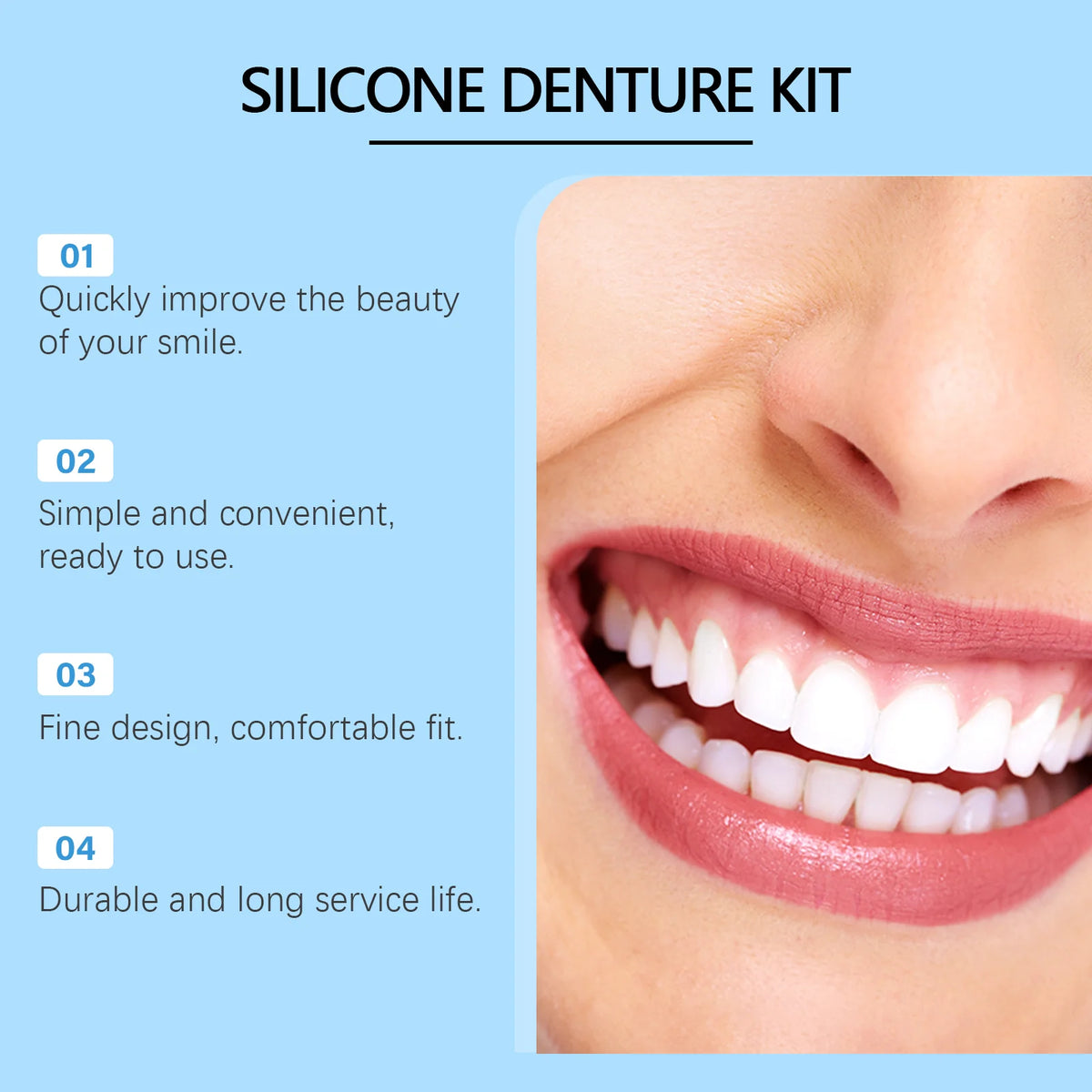 Full Denture Set Silicone False Teeth Cosmetic Veneers for Smile Improvement