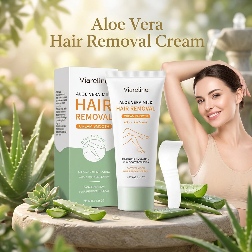 Aloe Vera Hair Removal Cream Painless Depilatory Lotion for Smooth Legs Underarms and Body