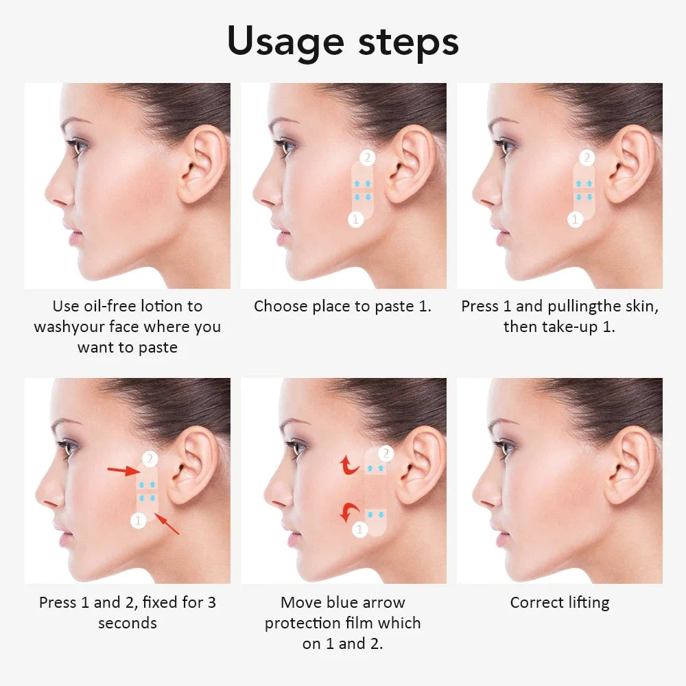 Invisible Face Lifting Patches Wrinkle Removal Tape for Instant V-Shape Firming Skin Lift - 6