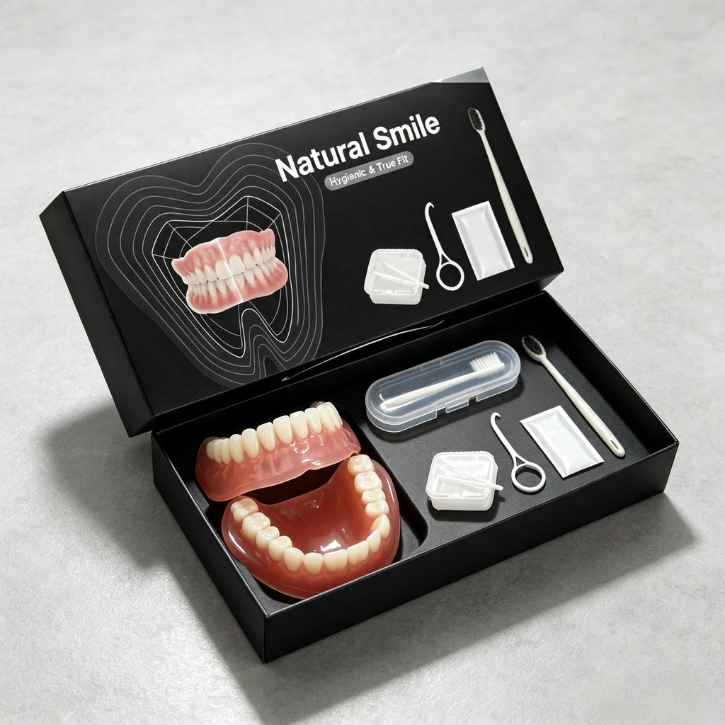 Full Mouth Denture Set False Teeth Replacement Kit for Comfortable Daily Smile Use