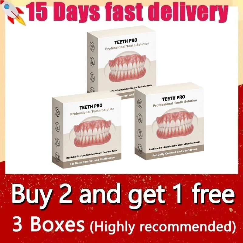 Soft Silicone Dentures False Teeth Cosmetic Veneers for Natural Looking Bright Smile