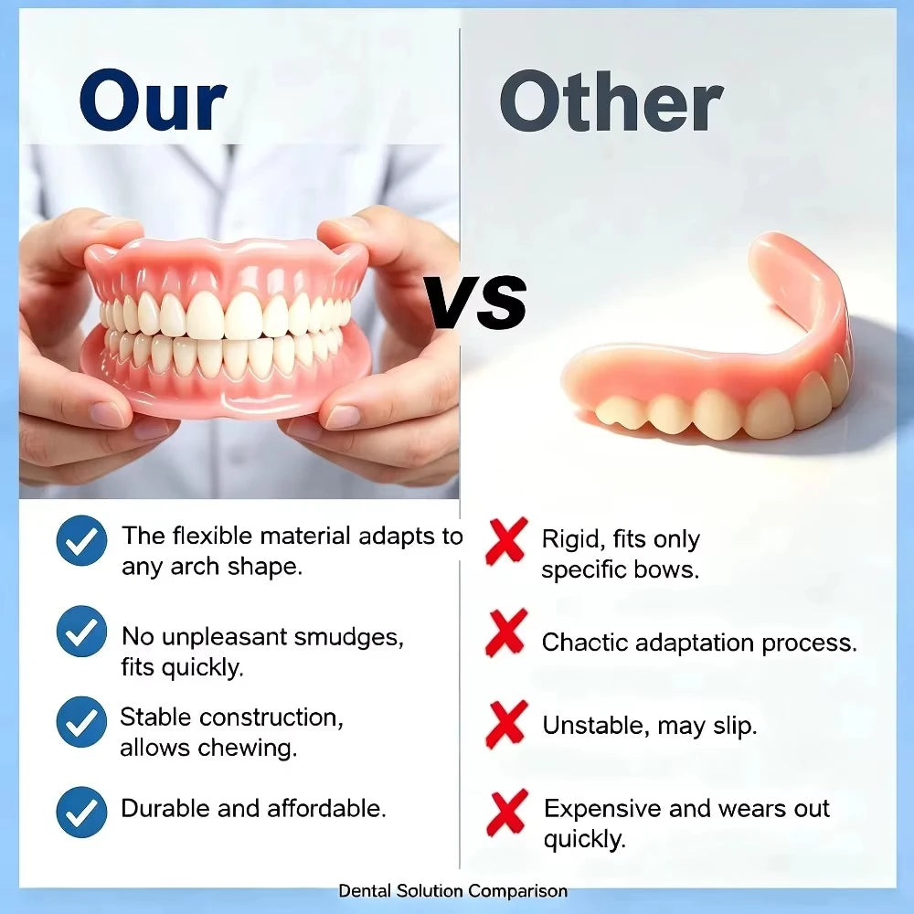 Soft Silicone Dentures False Teeth Cosmetic Veneers for Natural Looking Bright Smile - 9