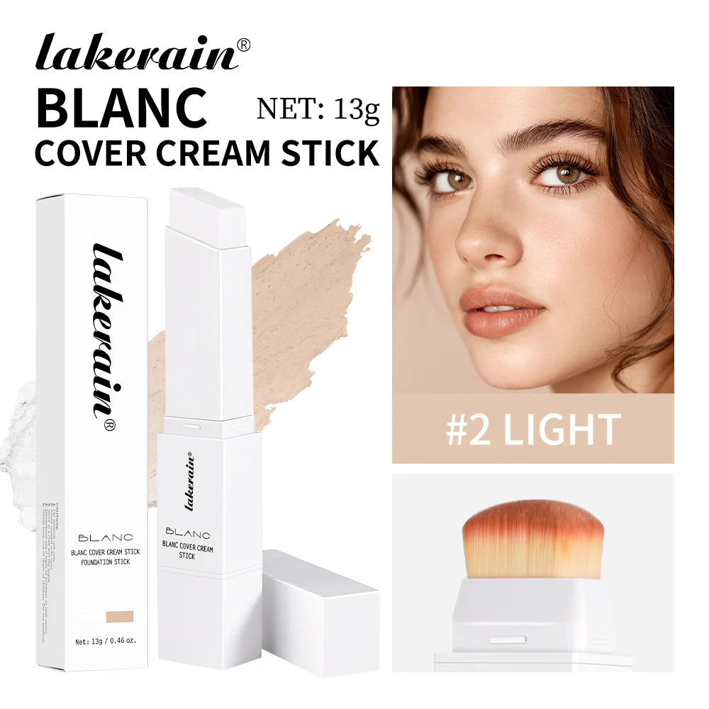 Blanc Cover Cream Stick Waterproof Foundation with Built-in Brush for Daily Natural Makeup - 21
