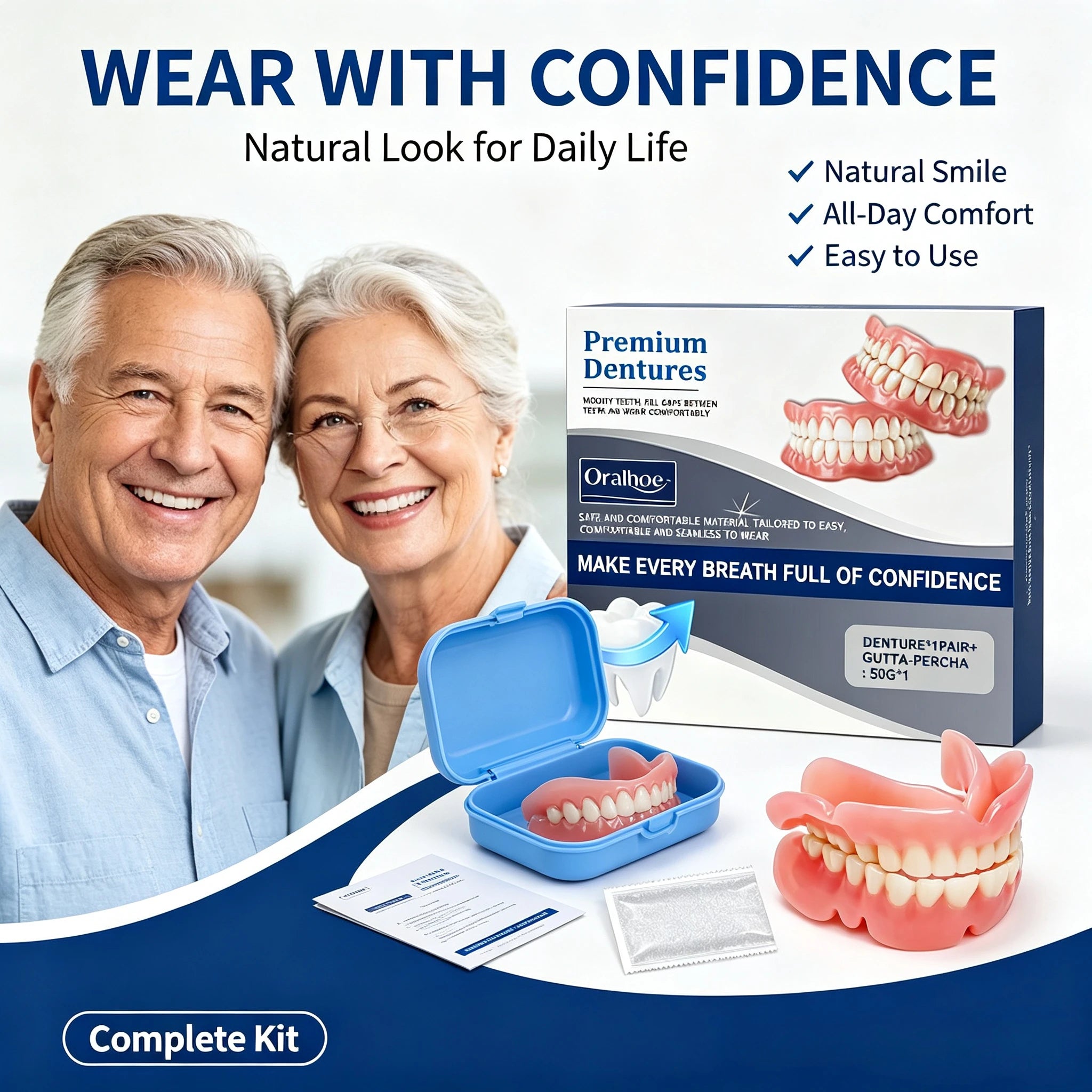 Snap On Dentures Cosmetic Teeth Veneers Natural Smile Fit for Men and Women - 4