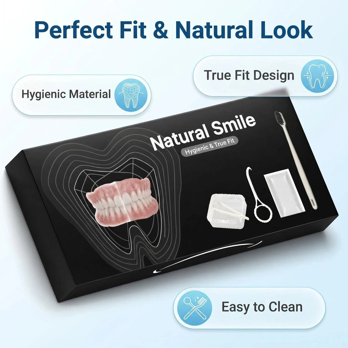 Full Mouth Denture Set False Teeth Replacement Kit for Comfortable Daily Smile Use