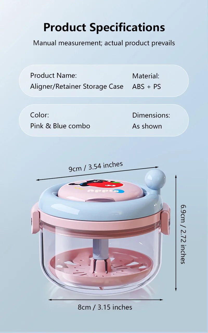 Denture Cleaning Case Dental Appliance Bath Box with Rotary Tray for Daily Hygiene Travel Storage