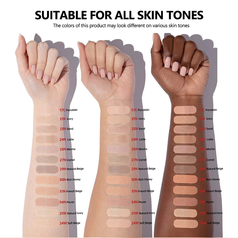 Air Cushion Foundation BB CC Cream Full Coverage Makeup for Flawless Matte Face Finish Daily Use