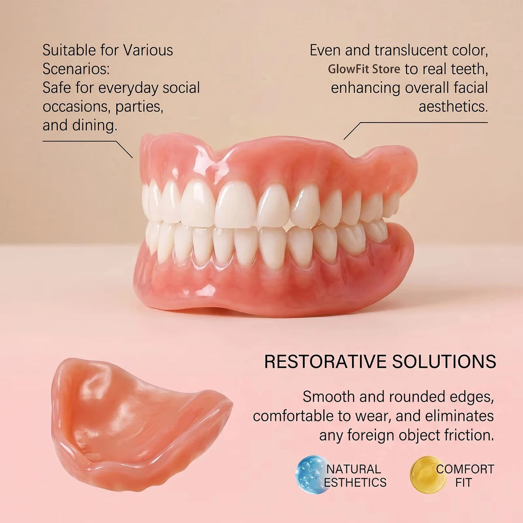 Soft Silicone Dentures False Teeth Cosmetic Veneers for Natural Looking Bright Smile