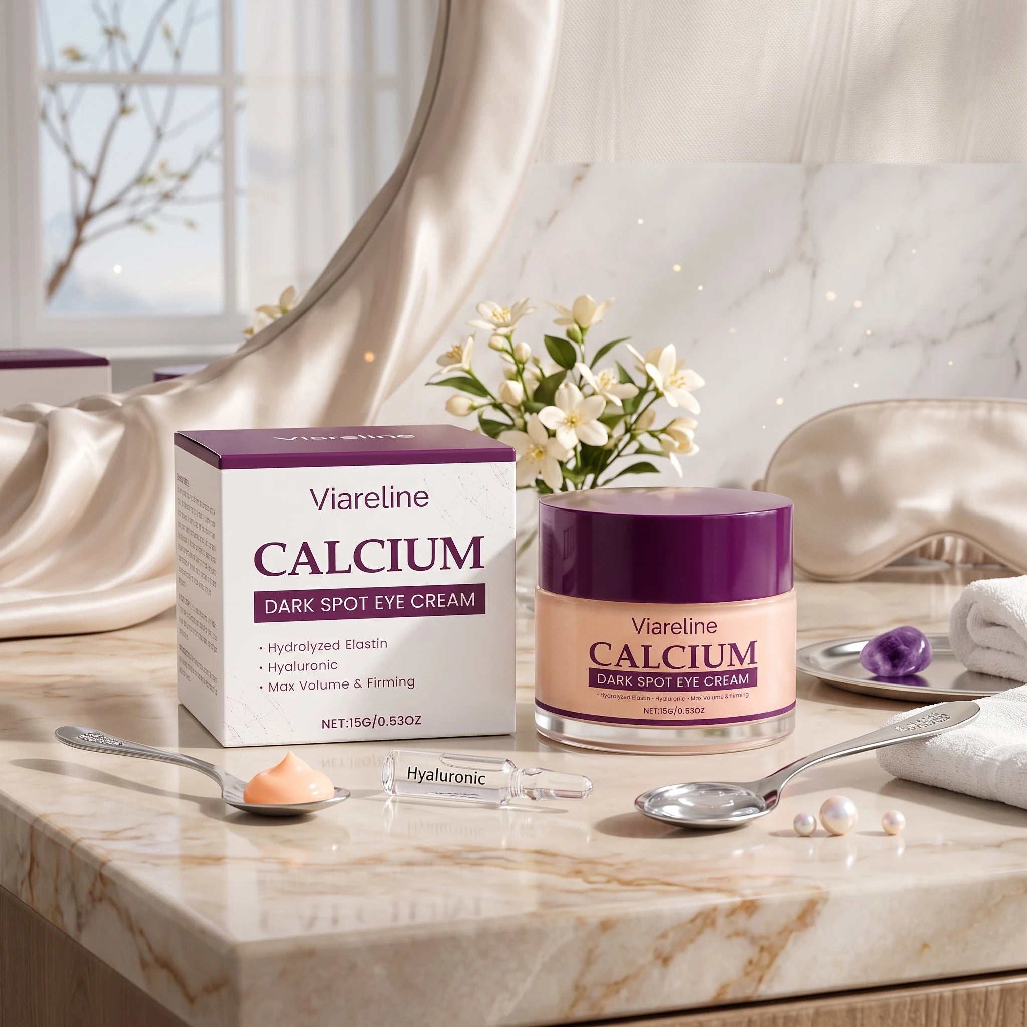 Calcium Eye Cream Dark Circle Remover Firming Moisturizer for Reducing Fine Lines and Puffiness - 4