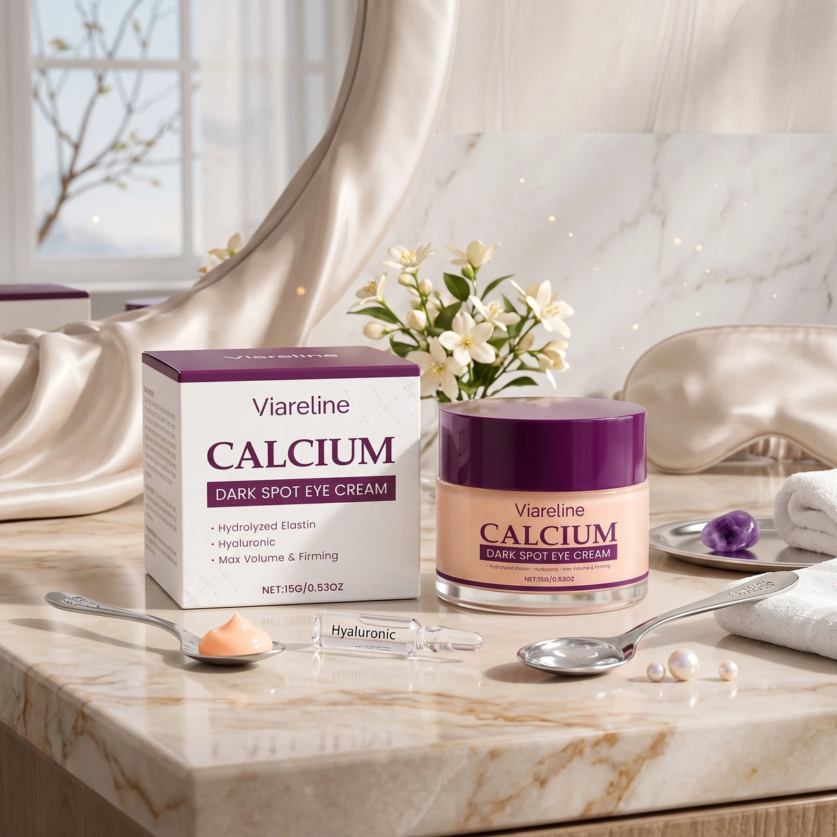 Calcium Eye Cream Dark Circle Remover Firming Moisturizer for Reducing Fine Lines and Puffiness