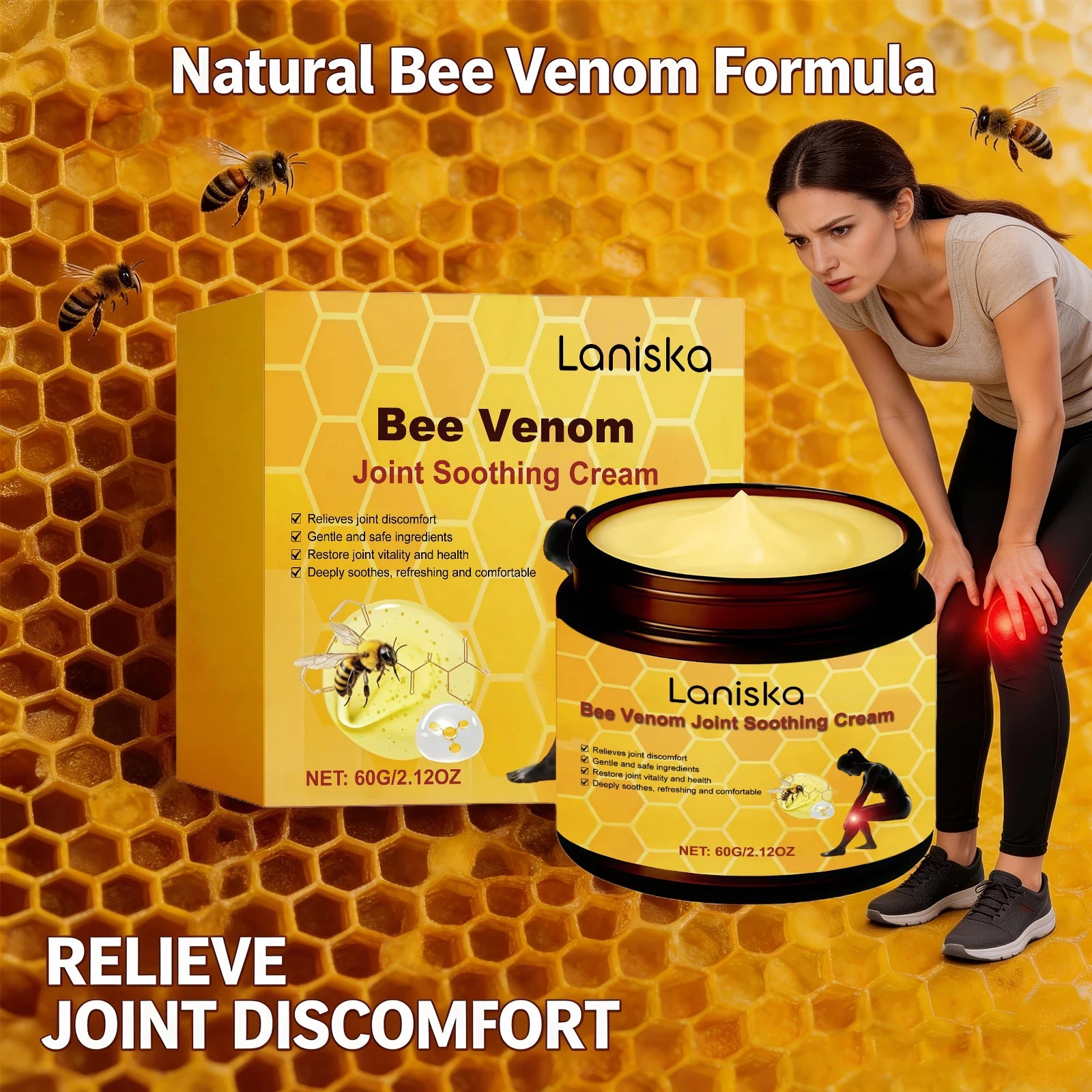 Bee Venom Joint Soothing Cream Natural Massage Balms for Neck Shoulder Waist and Leg Care - 6