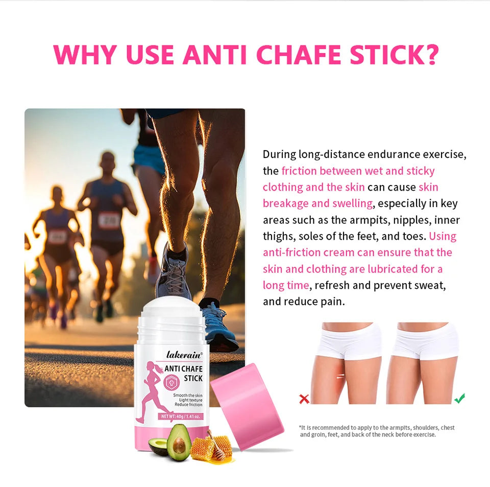 Anti Chafe Stick Friction Reducing Balm Moisturizing Skin Care for Running Hiking and Sports