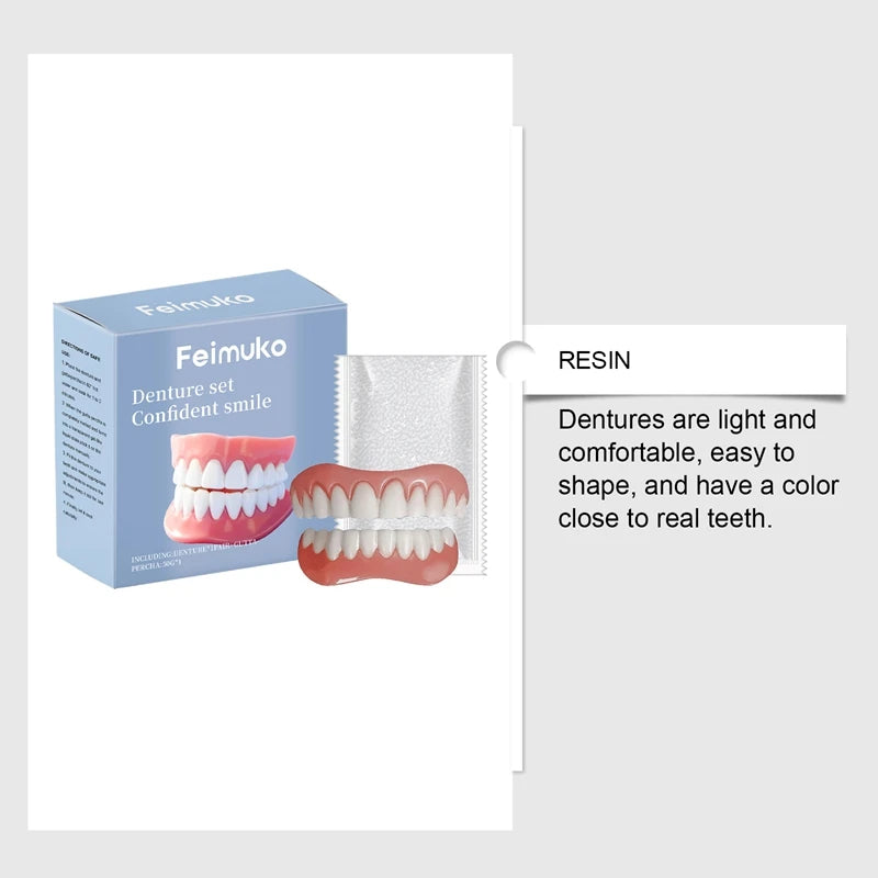Temporary Dentures Realistic Fake Teeth Cosmetic Smile Cover for Missing Broken Teeth Comfort