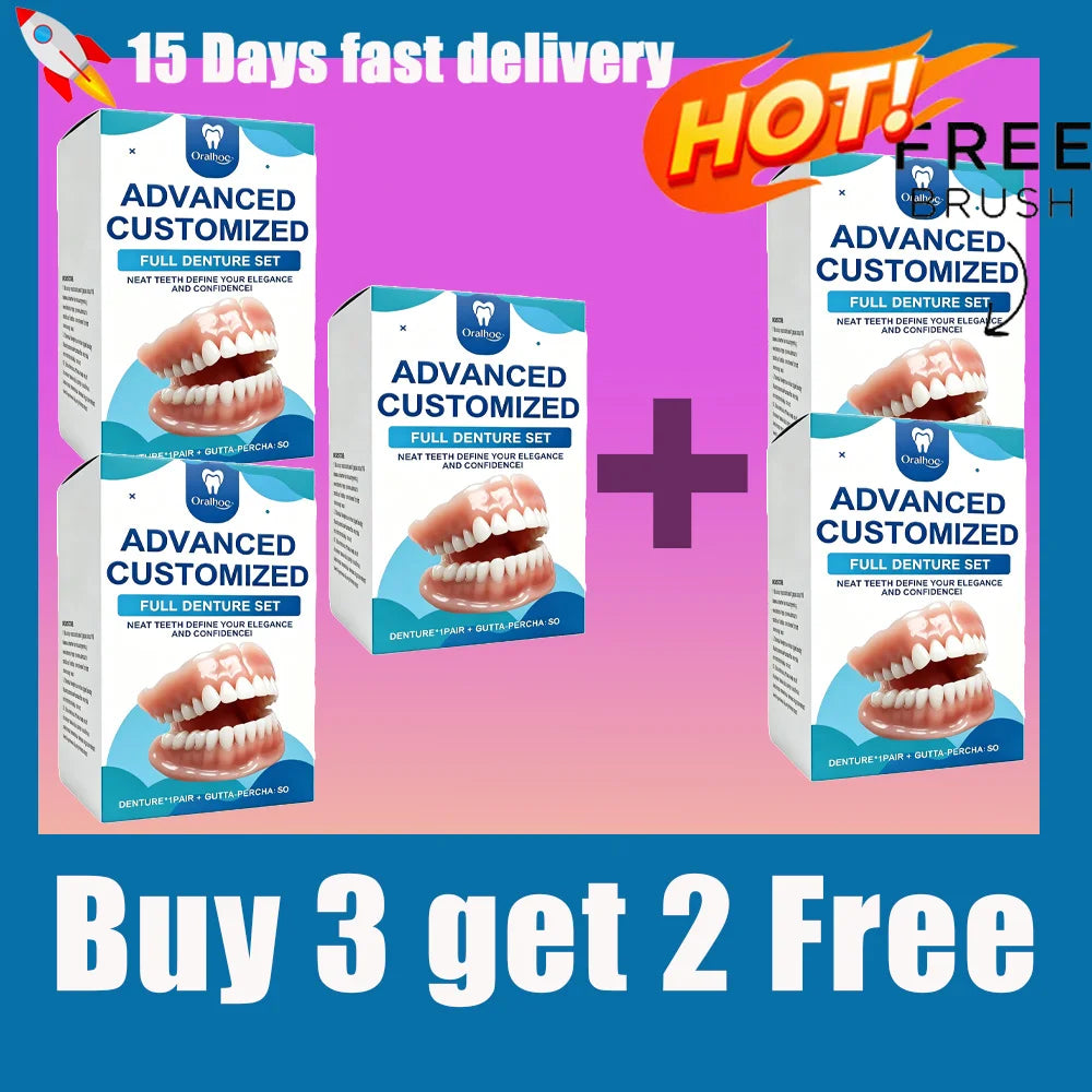 Full Denture Set Realistic Temporary False Teeth for Natural Comfortable Smile - 14