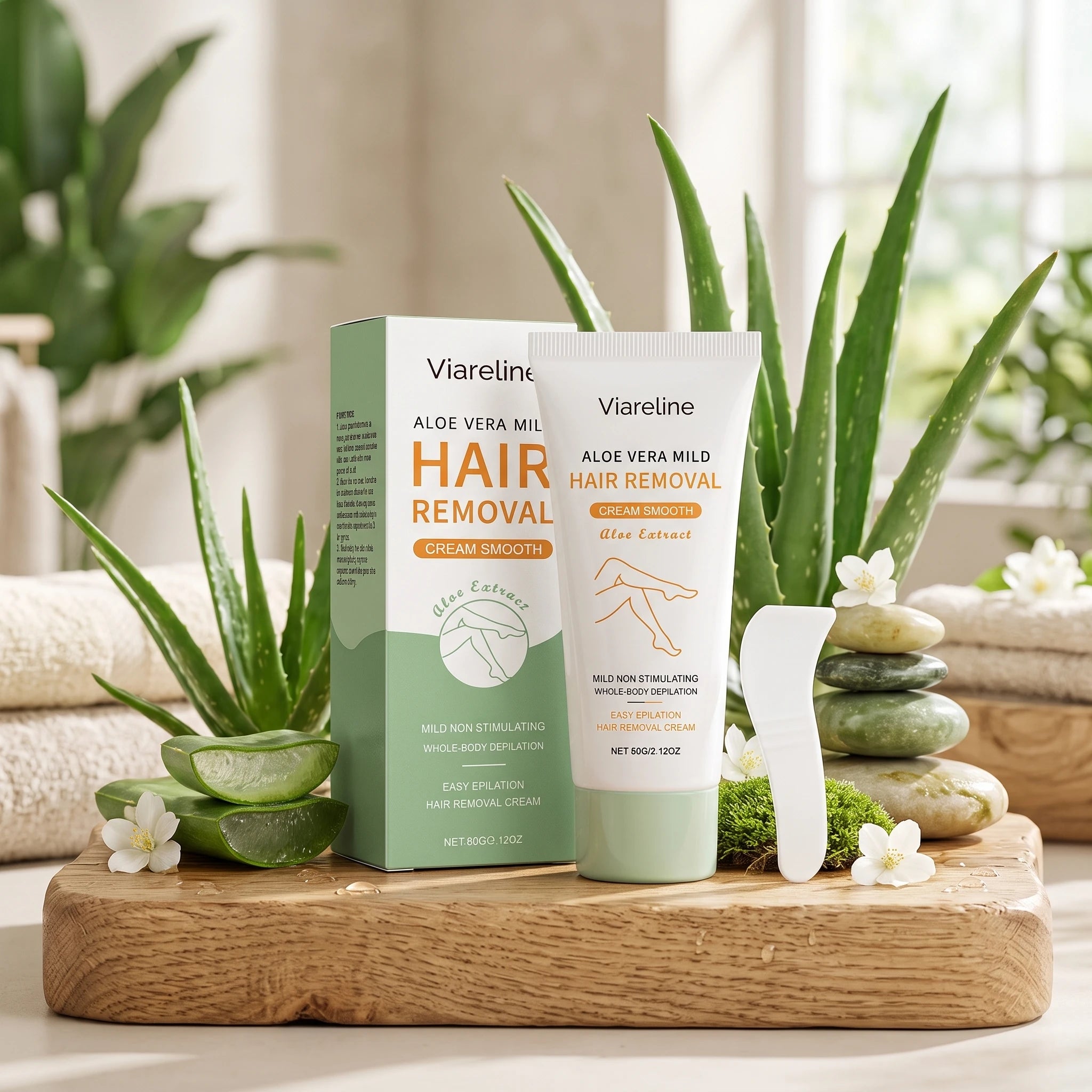 Aloe Vera Hair Removal Cream Painless Depilatory Lotion for Smooth Legs Underarms and Body - 4