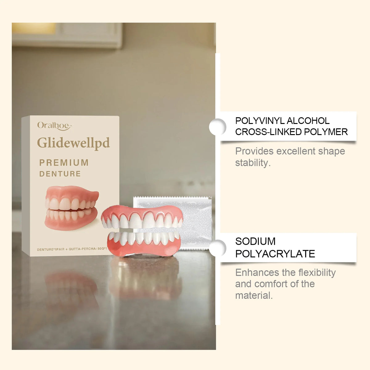 Silicone False Teeth Dentures Temporary Veneers for Missing Broken Teeth