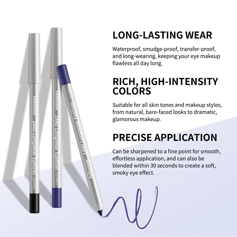 Longwear Eyeliner Pencil Waterproof Smudgeproof Eye Makeup for Precise Daily Cosmetic Look