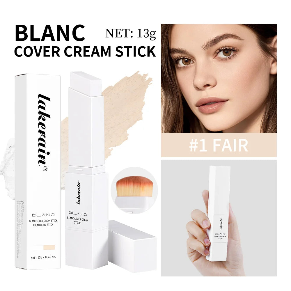 Foundation Stick Cream Makeup Buildable Coverage with Detachable Brush for Smooth Face Application - 27