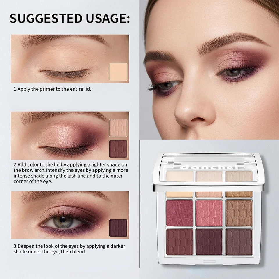9 Color Eyeshadow Palette Makeup Kit Matte Shimmer Pigmented Shades for Daily Smoky Eye Looks