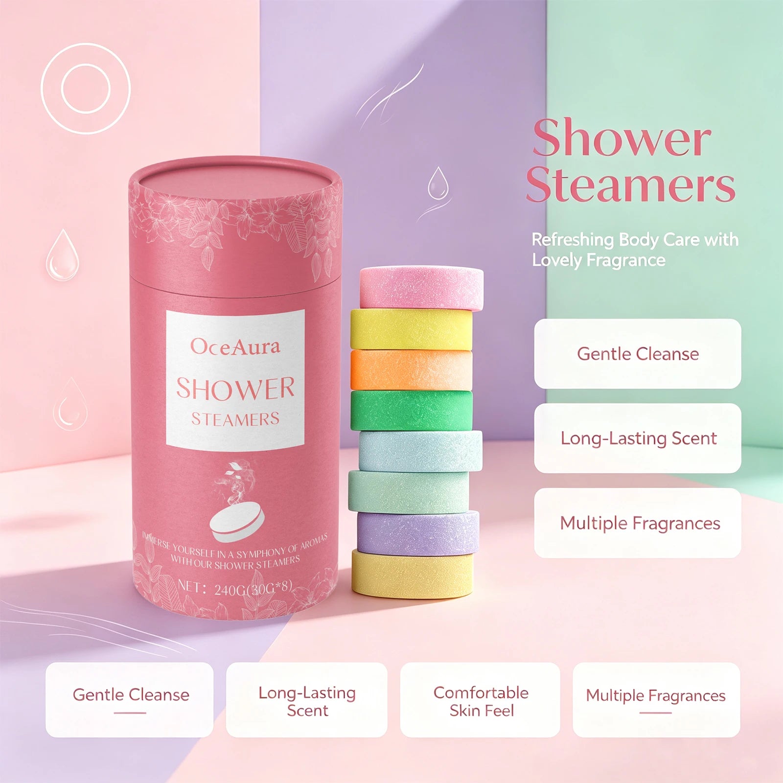 Aromatherapy Shower Tablets Soothing Steamers Natural Fragrance for Stress Relief Bath Home Spa - 2