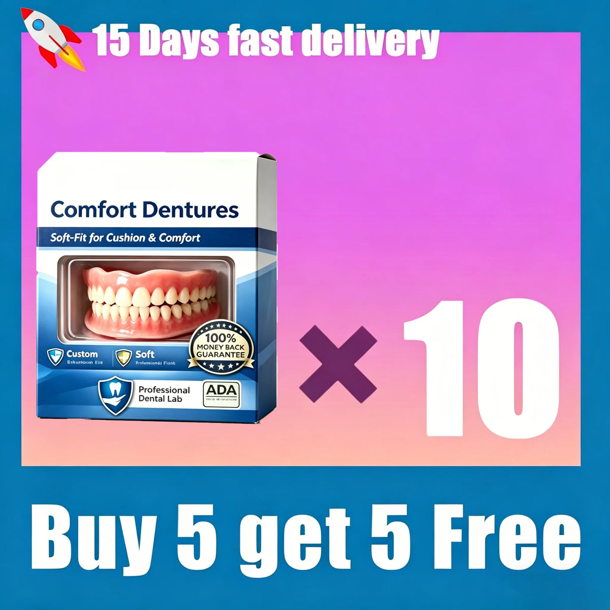 Natural Dentures Silicone Fake Teeth Comfortable Fit for Instant Confidence Smile