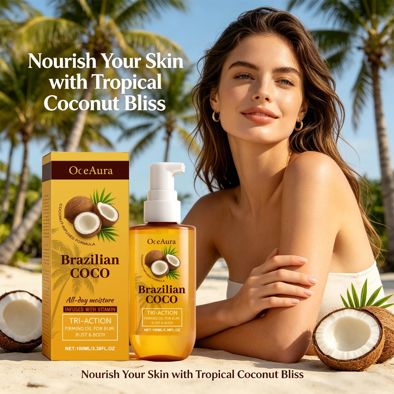 Coconut Firming Oil Skin Tightening Moisturizer for Body Hydration and Elasticity Recovery - 5
