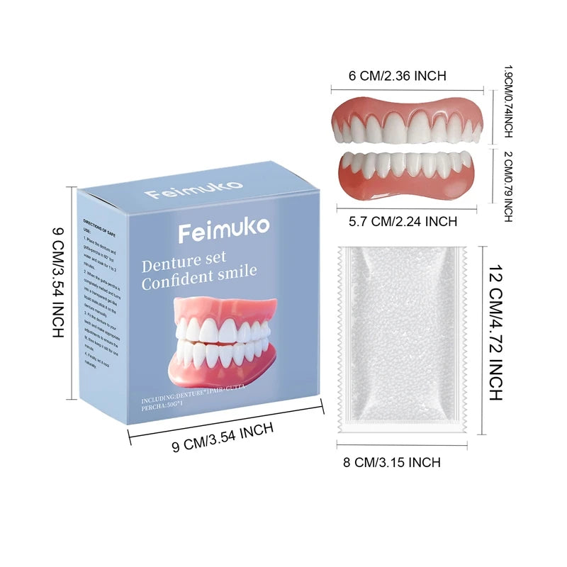 Temporary Dentures Realistic Fake Teeth Cosmetic Smile Cover for Missing Broken Teeth Comfort