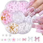 3D Nail Art Decorations Resin Charms Mixed Bowknot Pearl Beads for Manicure DIY Nail Design