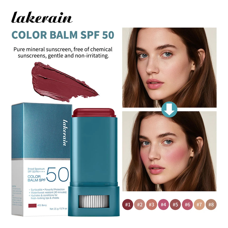 Sunscreen Blush Stick Tinted SPF 50 Cream Face Makeup for Glowing Cheeks