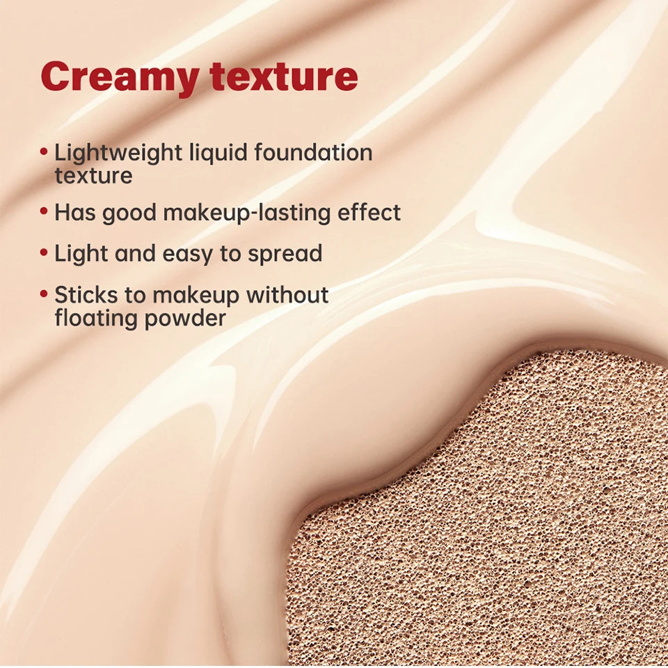 Air Cushion Foundation BB CC Cream Full Coverage Makeup for Flawless Matte Face Finish Daily Use
