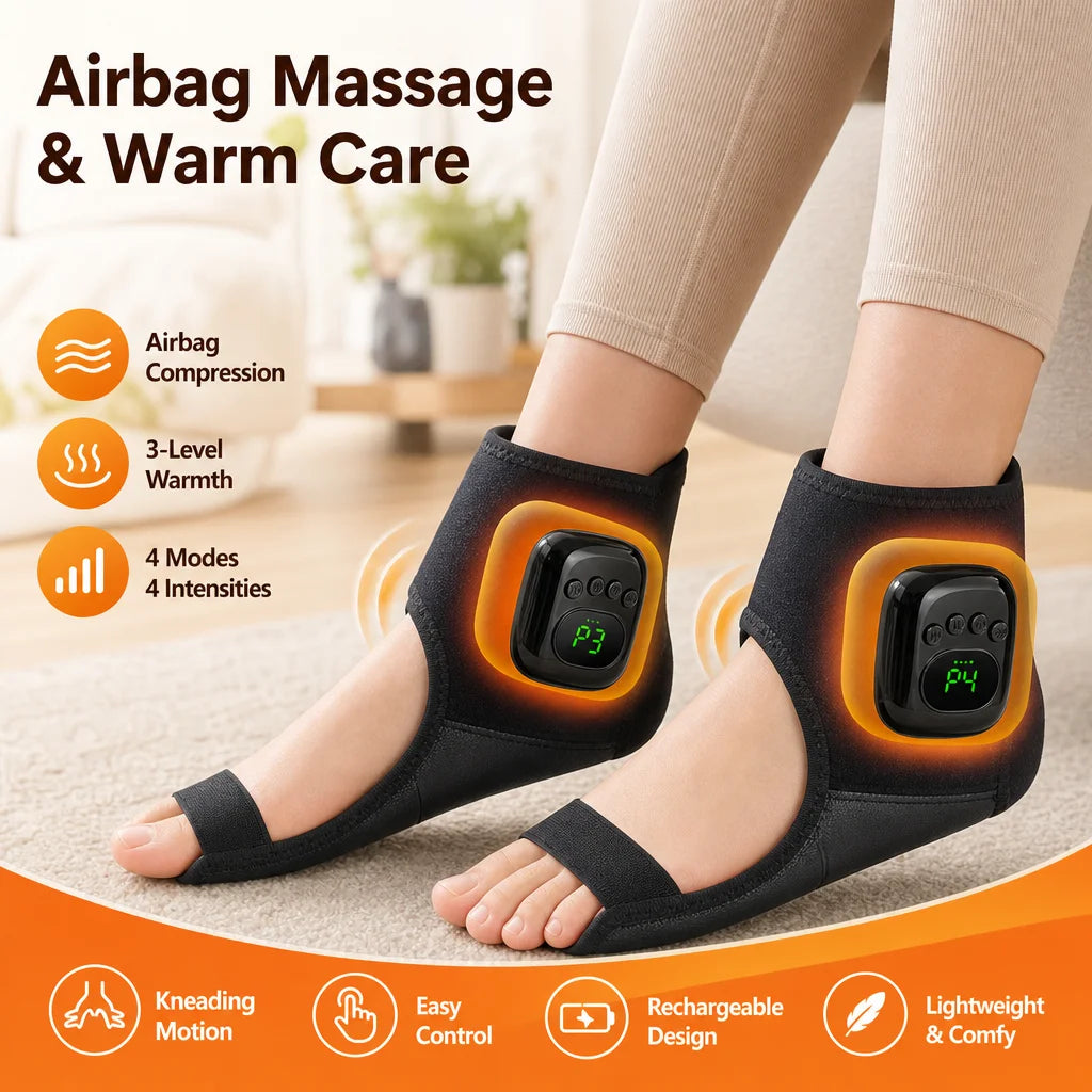 Airbag Ankle Massager Foot Compression Wrap with Heating for Pain Relief and Muscle Recovery