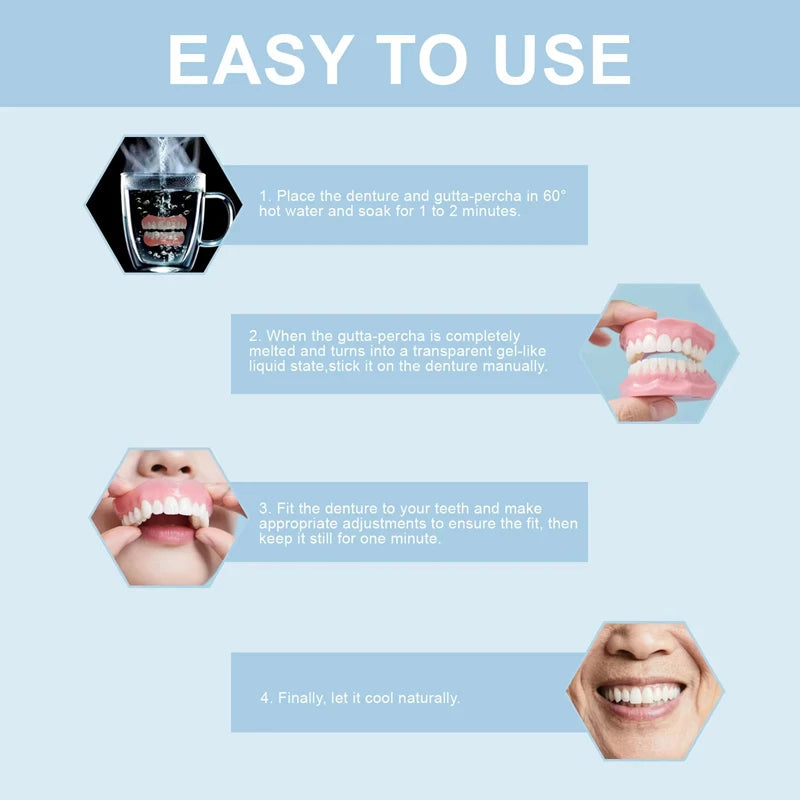 Adjustable Denture Set Fake Teeth Dental Support for Edentulous Adults Daily Comfort Use