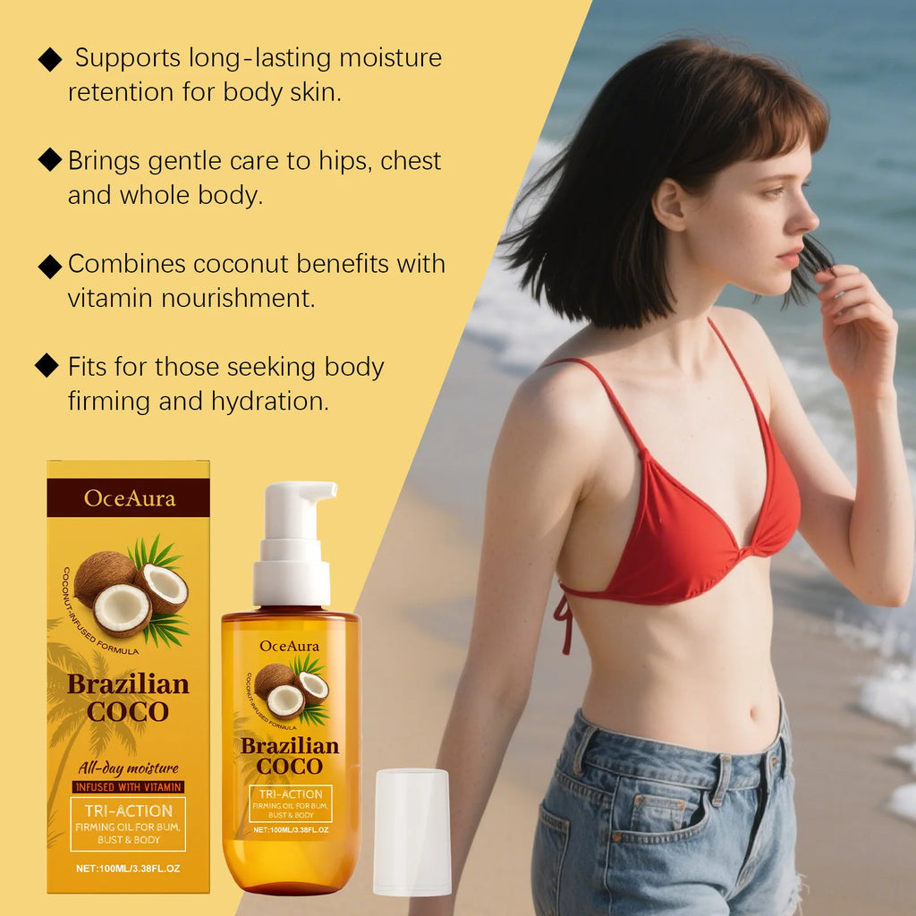 Coconut Firming Oil Skin Tightening Moisturizer for Body Hydration and Elasticity Recovery